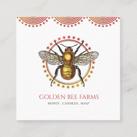 ゴールデンビー養蜂工場または養蜂工場の蜂蜜の製品 スクエア名刺 (正面)