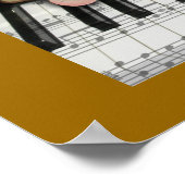 ゴールデンピアノキーボードのノートとバラ ポスター (角)