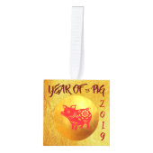 ゴールデンピグ中国のイヤー切紙キューブオーナメント キューブオーナメント (正面)