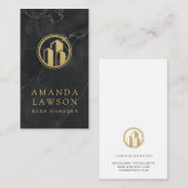 ゴールデンピラーシールド |黒い大理石 |銀行業務 予約カード (正面/裏面)