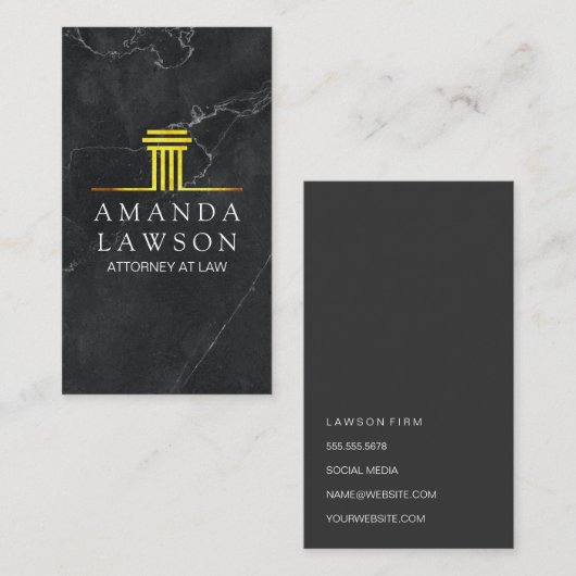 ゴールデンピラー |黒い大理石 |エグゼクティブ 予約カード (正面/裏面)