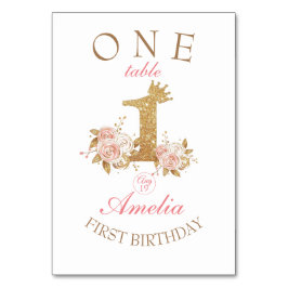 ゴールデンピンクフラワーズプリンセス1st誕生日パーティー テーブルナンバー