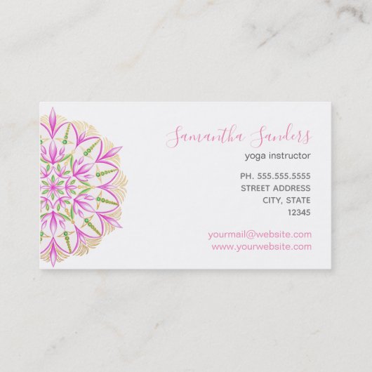 ゴールデンピンクマグノリアマンダラグリーン葉ズ 名刺 (裏面)