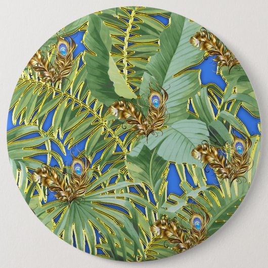 ゴールデンピーコク葉スオンセルリアンブルー 缶バッジ (正面)