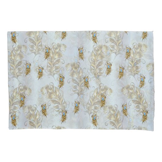 ゴールデンピーコックの羽葉と 枕カバー (正面)