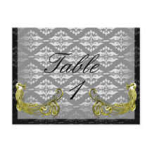 ゴールデンピーコックイラストレーションダマスクオンテーブル番号