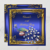 ゴールデンピーコックエリートエレガントバースデーパーティー 招待状 (正面/裏面)