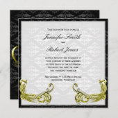 ゴールデンピーコックオンダマスクウェディング招待状 招待状 (正面/裏面)