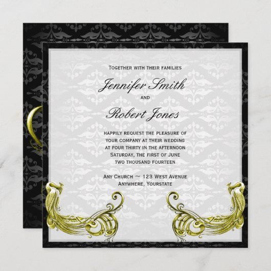 ゴールデンピーコックオンダマスクウェディング招待状 招待状 (正面/裏面)