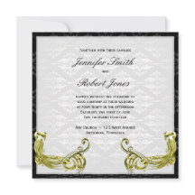 ゴールデンピーコックオンダマスクウェディング招待状