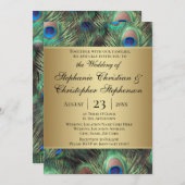 ゴールデンピーコックフェザー結婚式招待状 招待状 (正面/裏面)