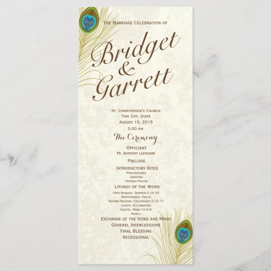 ゴールデンピーコックフェザー結婚式 プログラム (正面)