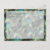 ゴールデンピーコック羽毛の背景日付を保存 案内ポストカード (裏面)