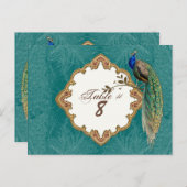 ゴールデンピーコック&スワール – テーブル番号カード ポストカード (正面/裏面)