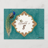 ゴールデンピーコック&スワール – テーブル番号カード ポストカード (裏面)