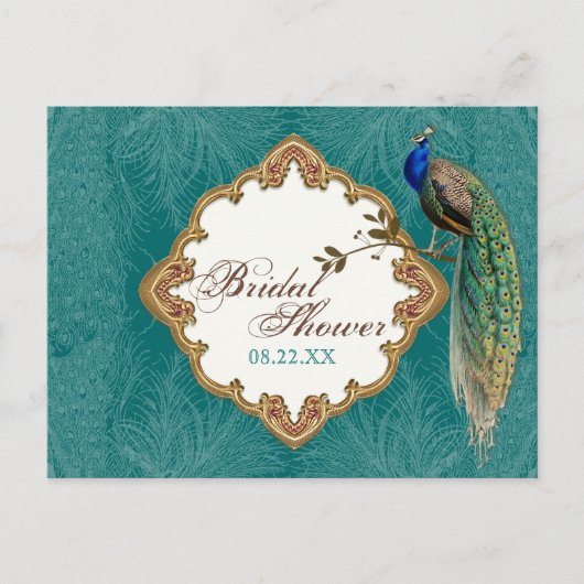 ゴールデンピーコック&スワール – 日付ポストカードを保存 案内ポストカード (正面)