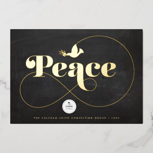 ゴールデンピースアンドドーヴビジネスフォイルホリデーカード 箔シーズンカード (正面)