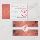 ゴールデンピーチきらめくエレガントダマスクウーマン 名刺 (正面/裏面)