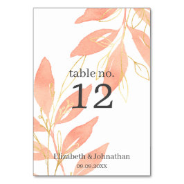 ゴールデンピーチウォーターカラーフローラウェディングレセプション テーブルナンバー