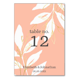 ゴールデンピーチウォーターカラーフローラウェディングレセプション テーブルナンバー