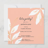 ゴールデンピーチウォーターカラーフローラ卒業 招待状 (裏面)