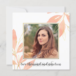 ゴールデンピーチウォーターカラーフローラ卒業 招待状