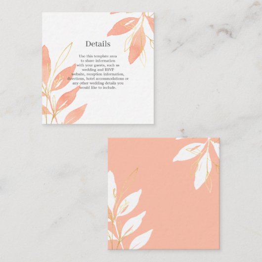 ゴールデンピーチウォーターカラー結婚フローラ詳細 エンクロージャーカード (正面/裏面)