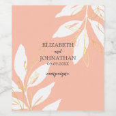 ゴールデンピーチウォーターカラー結婚フローラ ワインラベル (シングルラベル)