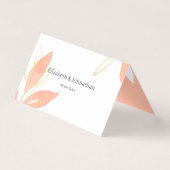 ゴールデンピーチウォーター結婚カラーフローラのテーブルカード 名刺 (裏面)