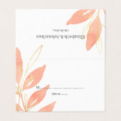 ゴールデンピーチウォーター結婚カラーフローラのテーブルカード 名刺 (外部フラット)