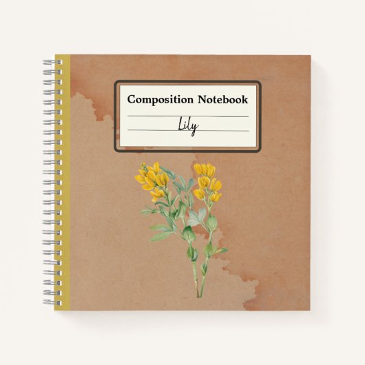 ゴールデンピー花組成パーソナライズされた物 ノートブック (正面)