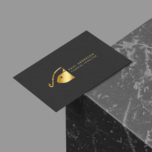 ゴールデンフィッシュフックロゴ漁業検査官モノグラム 名刺