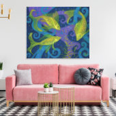 ゴールデンフィッシュ、ブルー&イエロー、水中 キャンバスプリント (インサイチュ (リビング))