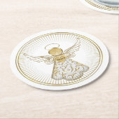 ゴールデンフィリグラスクリスマスエンジェル・オブ・グレース ラウンドペーパーコースター (アングル)