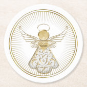 ゴールデンフィリグラスクリスマスエンジェル・オブ・グレース ラウンドペーパーコースター (正面)