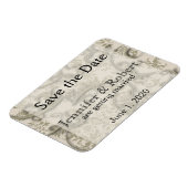 ゴールデンフィリグリースタイルウェディング日付を保存 マグネット (左側)