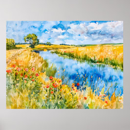 ゴールデンフィールズバイザハヴェルハベルランドウォーターカラー ポスター