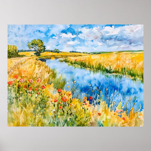 ゴールデンフィールズバイザハヴェルハベルランドウォーターカラー ポスター (正面)