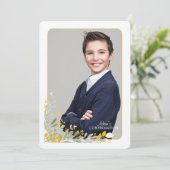 ゴールデンフィールドフラワーズフォトフレーム宗教的 招待状 (スタンド正面)