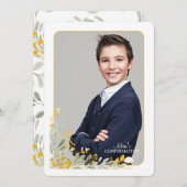 ゴールデンフィールド花フォトフレーム宗教的 招待状 (正面/裏面)