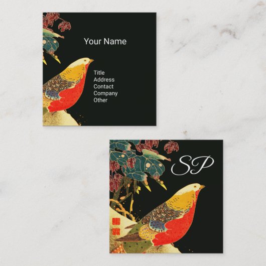 ゴールデンフェアジャンインスノーアンティーク日本のフローラ スクエア名刺 (正面/裏面)