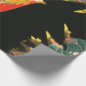 ゴールデンフェアジャンインスノーアンティーク日本のフローラ ラッピングペーパー (角)