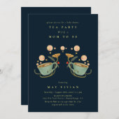 ゴールデンフェアリーランドフローラティーパーティーベビーシャワー 招待状 (正面/裏面)