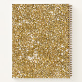 ゴールデンフェイクイエローグリッターテクスチャ&カスタム文字 ノートブック (裏面)