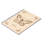 ゴールデンフェイクイエローフォイルルルック蝶と文字 ノートブック (左側)