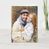 ゴールデンフェイクグリッターとスノーフレークのクリスマスフォト シーズンカード (正面)