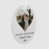 ゴールデンフェイクグリッターカスタム初めてのクリスマス結婚した オーナメント (正面)