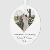 ゴールデンフェイクグリッターカスタム初めてのクリスマス結婚した オーナメント (正面)