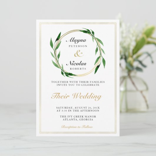 ゴールデンフェイクリース結婚式招待状 招待状 (スタンド正面)