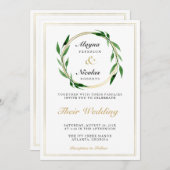 ゴールデンフェイクリース結婚式招待状 招待状 (正面/裏面)